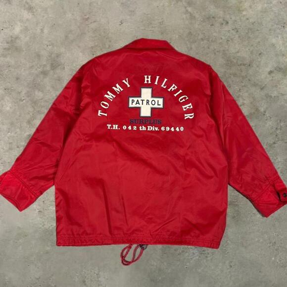Vintage Red Tommy Hilfiger ski patrol surplus jacket zipup windbreaker 90s Large